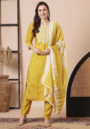 Picture of Appealing Chiffon Golden Rod Readymade Salwar Kameez