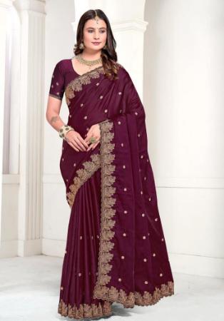 Picture of Admirable Satin Saddle Brown Saree