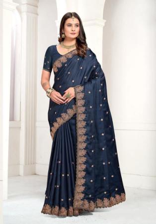 Picture of Enticing Satin Dark Slate Grey Saree