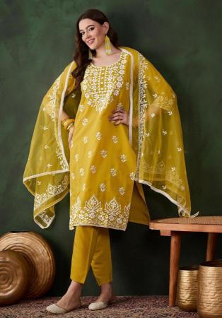 Picture of Marvelous Silk Golden Rod Readymade Salwar Kameez