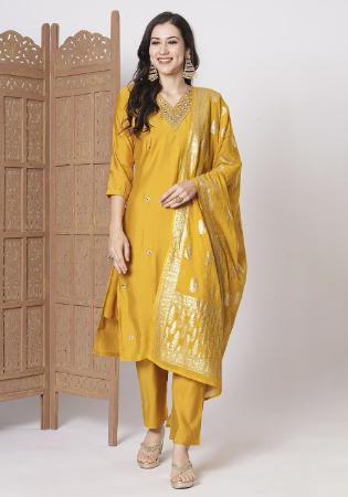 Picture of Grand Silk Golden Rod Readymade Salwar Kameez