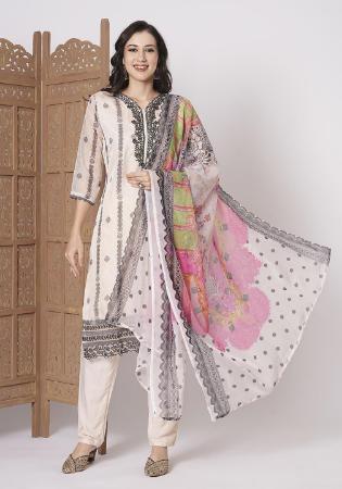 Picture of Shapely Silk Off White Readymade Salwar Kameez