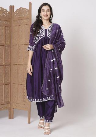 Picture of Stunning Silk Purple Readymade Salwar Kameez