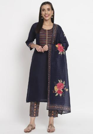 Picture of Cotton Dark Slate Grey Readymade Salwar Kameez