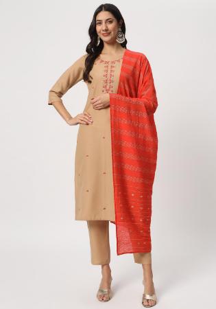 Picture of Fine Cotton Bisque Readymade Salwar Kameez