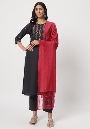 Picture of Cotton Dark Slate Grey Readymade Salwar Kameez