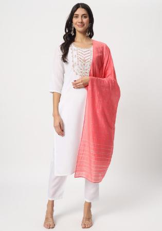 Picture of Wonderful Cotton White Readymade Salwar Kameez