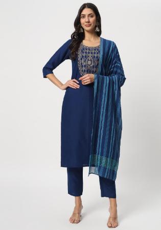 Picture of Admirable Cotton Midnight Blue Readymade Salwar Kameez