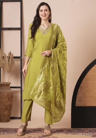 Picture of Sublime Silk Lime Green Readymade Salwar Kameez