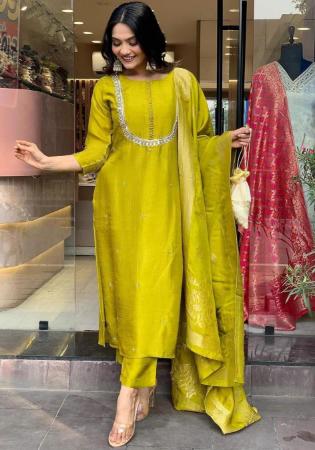 Picture of Nice Chiffon Golden Readymade Salwar Kameez