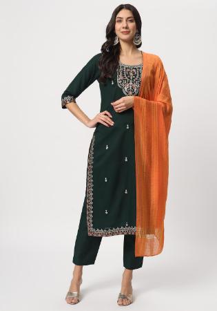 Picture of Enticing Cotton Sea Green Readymade Salwar Kameez