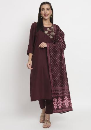 Picture of Sublime Cotton Brown Readymade Salwar Kameez