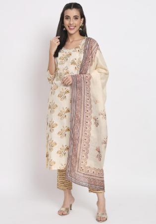 Picture of Exquisite Cotton Beige Readymade Salwar Kameez