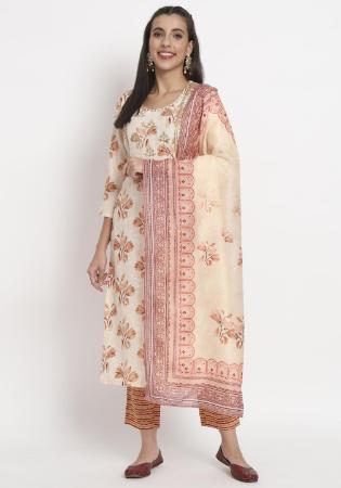 Picture of Beautiful Cotton Antique White Readymade Salwar Kameez