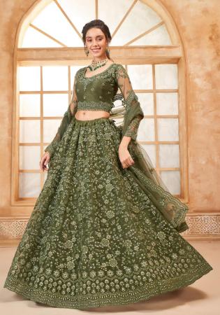 Picture of Gorgeous Net Dark Sea Green Lehenga Choli