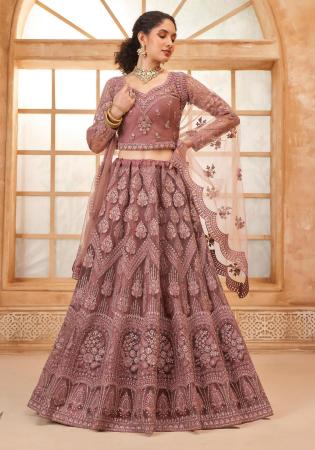 Picture of Good Looking Net Dark Olive Green Lehenga Choli