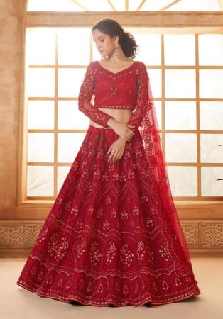 Picture of Sightly Net Maroon Lehenga Choli