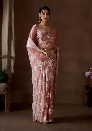 Picture of Grand Satin & Silk Rosy Brown Saree