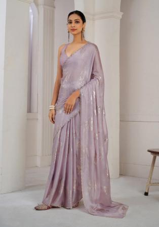 Picture of Shapely Satin & Silk Dark Grey Saree