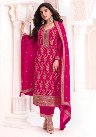 Picture of Sightly Silk Deep Pink Straight Cut Salwar Kameez