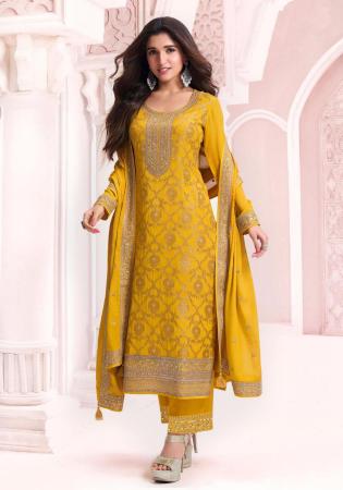 Picture of Radiant Silk Golden Rod Straight Cut Salwar Kameez