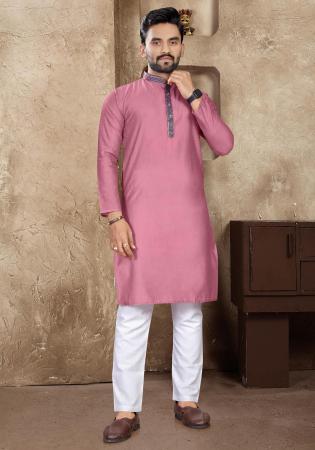 Picture of Good Looking Linen & Silk Light Coral Kurtas