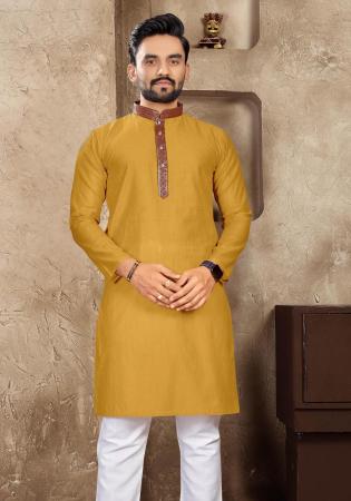 Picture of Delightful Linen & Silk Golden Rod Kurtas