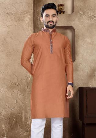 Picture of Fascinating Linen & Silk Coral Kurtas