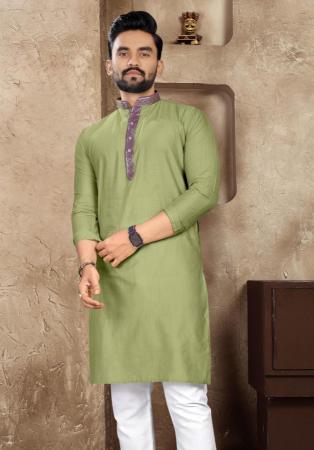 Picture of Magnificent Linen & Silk Dark Khaki Kurtas