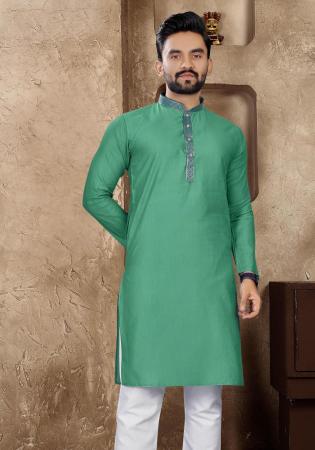 Picture of Admirable Linen & Silk Dark Cyan Kurtas