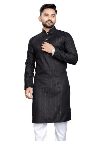 Picture of Good Looking Cotton Black Kurtas