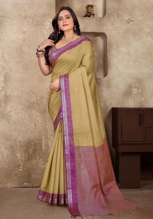 Picture of Stunning Linen & Silk Medium Sea Green Saree