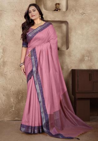 Picture of Good Looking Linen & Silk Light Coral Saree