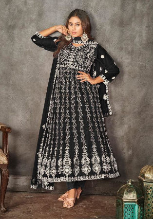 Picture of Splendid Net Black Anarkali Salwar Kameez