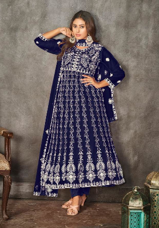 Picture of Graceful Net Midnight Blue Anarkali Salwar Kameez