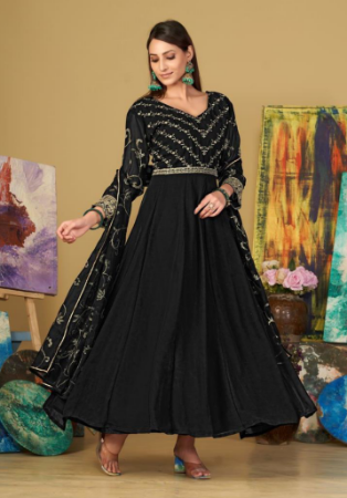 Picture of Pretty Georgette Black Anarkali Salwar Kameez