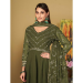 Picture of Georgette Dark Olive Green Anarkali Salwar Kameez