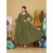 Picture of Georgette Dark Olive Green Anarkali Salwar Kameez