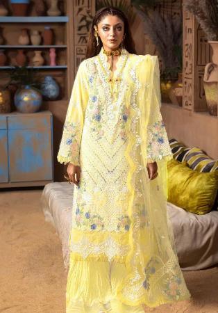 Picture of Cotton Pale Golden Rod Straight Cut Salwar Kameez