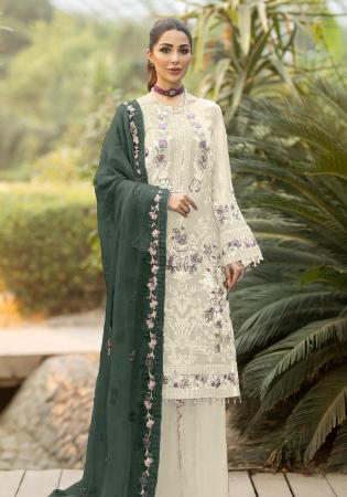 Picture of Pretty Georgette Beige Straight Cut Salwar Kameez