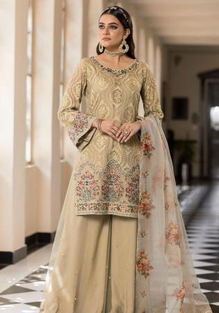 Picture of Graceful Georgette Tan Straight Cut Salwar Kameez