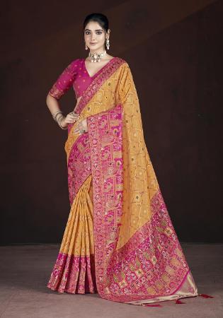 Picture of Classy Silk Golden Rod Saree