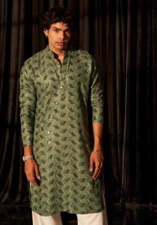 Picture of Resplendent Silk Dark Olive Green Kurtis & Tunic