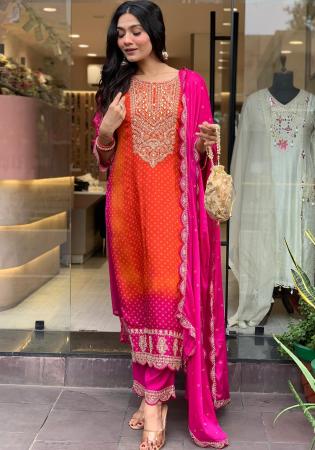 Picture of Enticing Chiffon Deep Pink Readymade Salwar Kameez