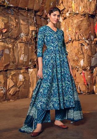 Picture of Cotton Dark Slate Blue Readymade Salwar Kameez