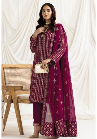 Picture of Georgette Rosy Brown Straight Cut Salwar Kameez