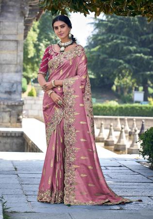 Picture of Gorgeous Silk Pale Violet Red Saree