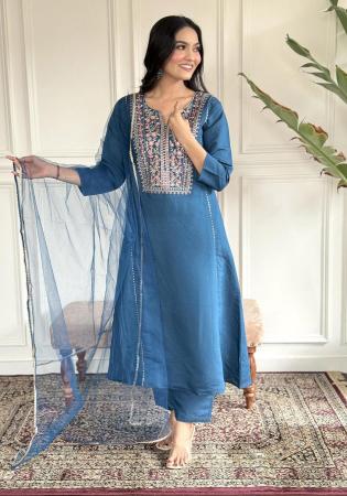 Picture of Organza Light Sea Green Readymade Salwar Kameez