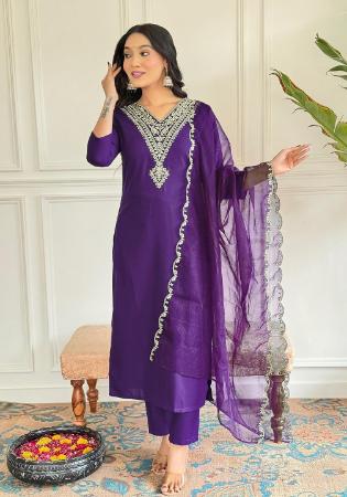 Picture of Admirable Organza Purple Readymade Salwar Kameez