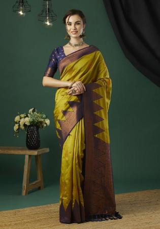 Picture of Statuesque Silk Dark Golden Rod Saree